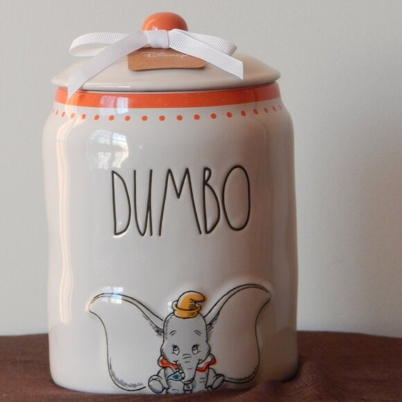 Ray Dunn Disney DUMBO White & Orange Hand Crafted Cookie Jar Canister w/ Lid NWT - Picture 4 of 9